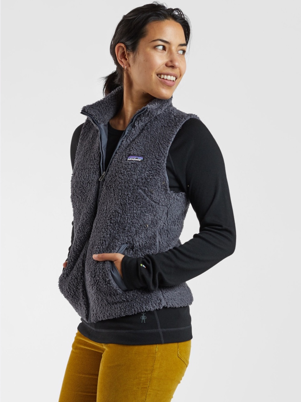 Patagonia Los Gatos Fleece Full Zip Vest in Dark Charcoal Charcoal Women S